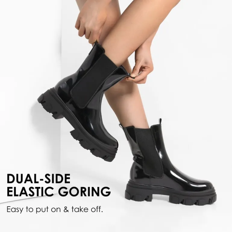 Mid Calf Chunky Chelsea Boots