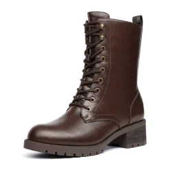 Mid Calf Chunky Lace Up Boots