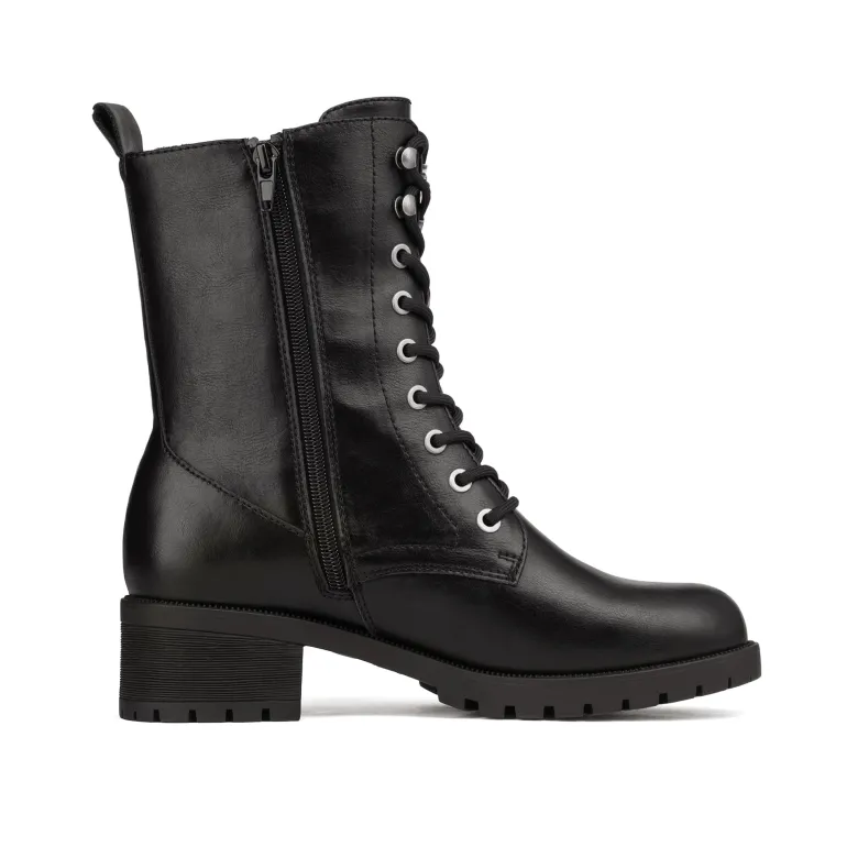Mid Calf Chunky Lace Up Boots