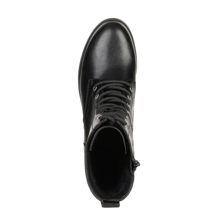 Mid Calf Chunky Lace Up Boots