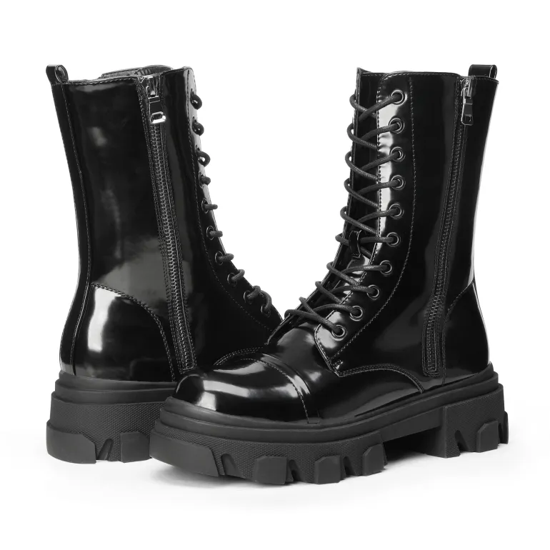 Mid Calf Combat Boots