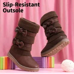 Mid Calf Faux Fur Lined Girls Snow Boots