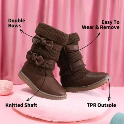 Mid Calf Faux Fur Lined Girls Snow Boots