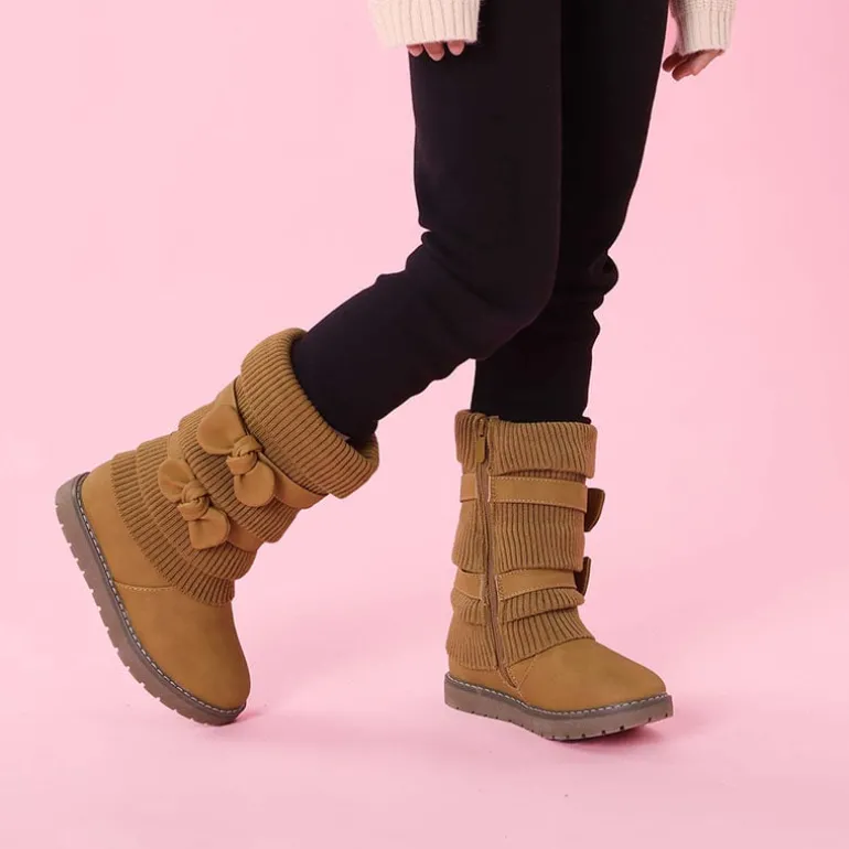 Mid Calf Faux Fur Lined Girls Snow Boots