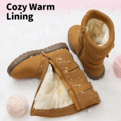 Mid Calf Faux Fur Lined Girls Snow Boots