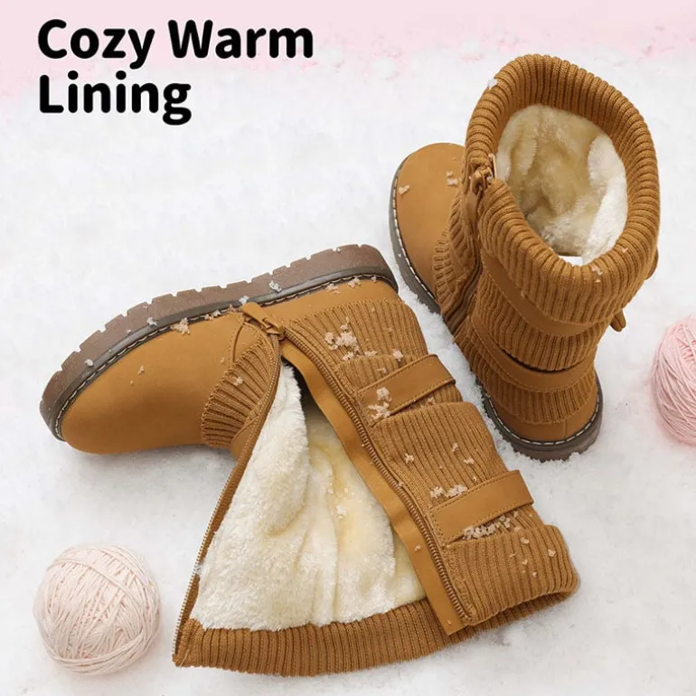 Mid Calf Faux Fur Lined Girls Snow Boots