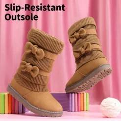 Mid Calf Faux Fur Lined Girls Snow Boots