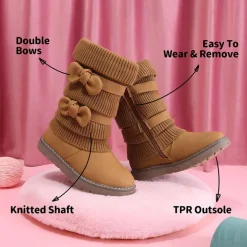 Mid Calf Faux Fur Lined Girls Snow Boots