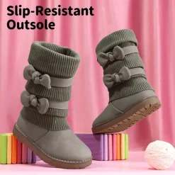 Mid Calf Faux Fur Lined Girls Snow Boots