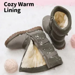 Mid Calf Faux Fur Lined Girls Snow Boots