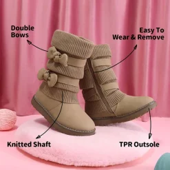 Mid Calf Faux Fur Lined Girls Snow Boots