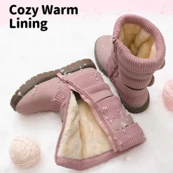 Mid Calf Faux Fur Lined Girls Snow Boots