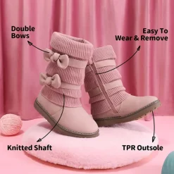 Mid Calf Faux Fur Lined Girls Snow Boots
