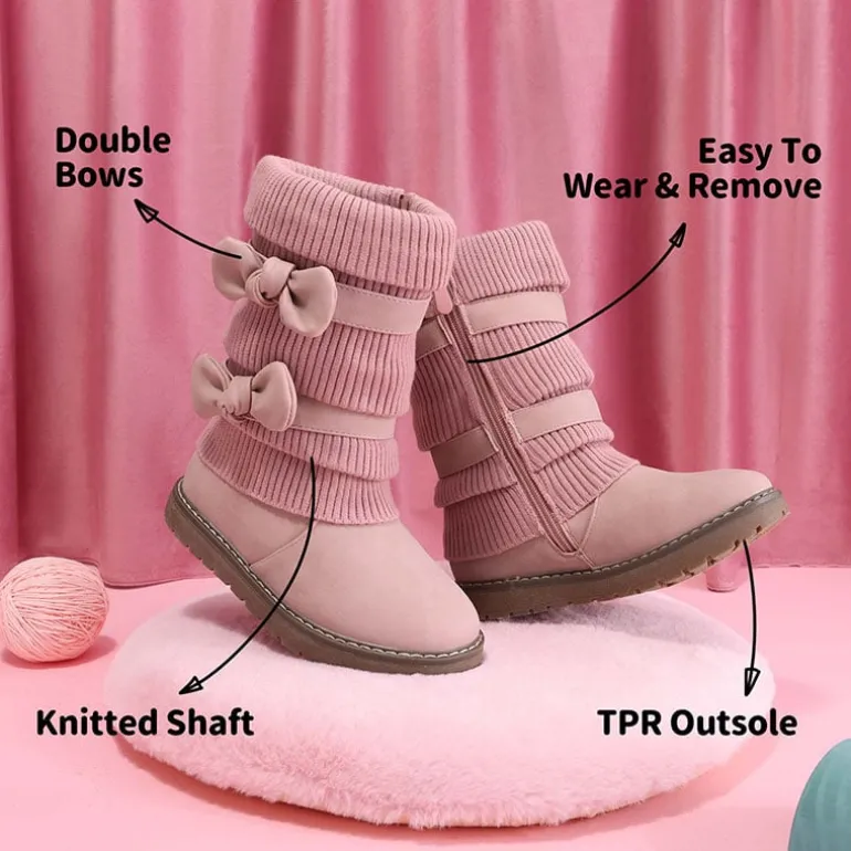 Mid Calf Faux Fur Lined Girls Snow Boots