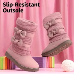 Mid Calf Faux Fur Lined Girls Snow Boots