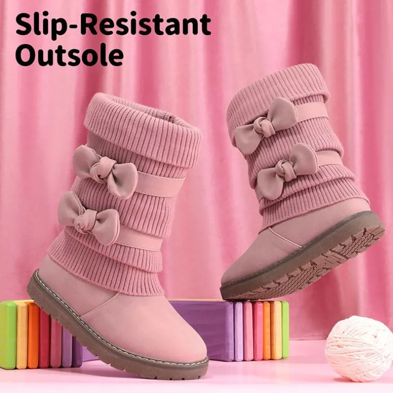 Mid Calf Faux Fur Lined Girls Snow Boots