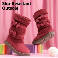 Mid Calf Faux Fur Lined Girls Snow Boots