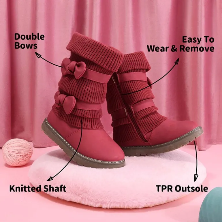 Mid Calf Faux Fur Lined Girls Snow Boots