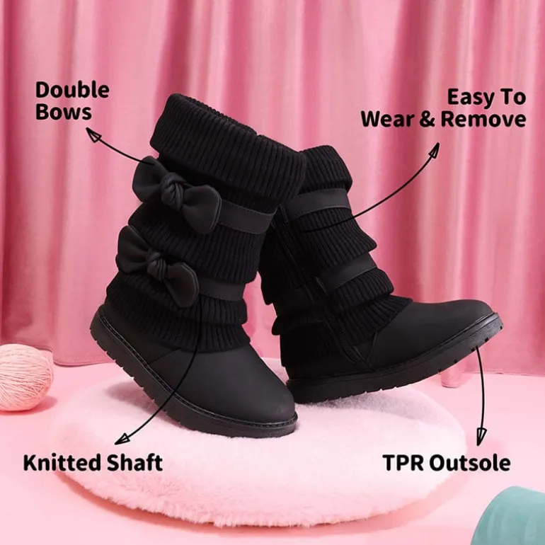 Mid Calf Faux Fur Lined Girls Snow Boots