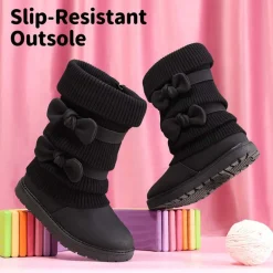 Mid Calf Faux Fur Lined Girls Snow Boots