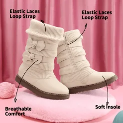 Mid Calf Faux Fur Lined Girls Snow Boots