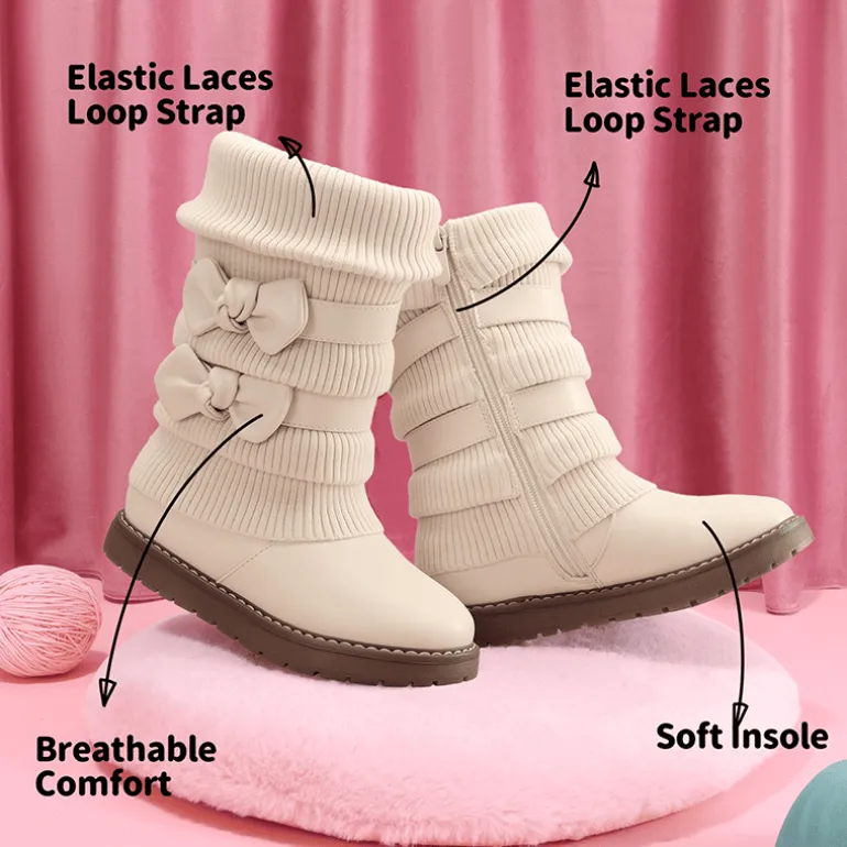 Mid Calf Faux Fur Lined Girls Snow Boots