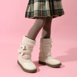 Mid Calf Faux Fur Lined Girls Snow Boots