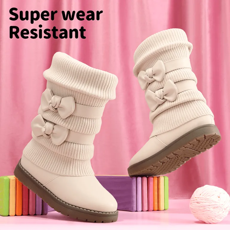 Mid Calf Faux Fur Lined Girls Snow Boots