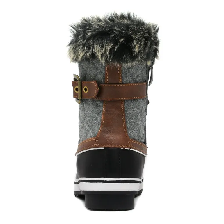 Mid Calf Faux Fur-Lined Winter Boots