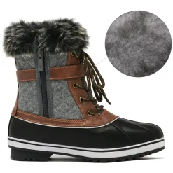 Mid Calf Faux Fur-Lined Winter Boots