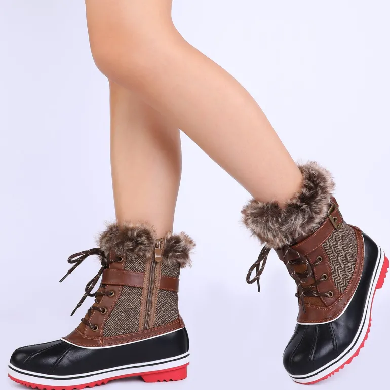 Mid Calf Faux Fur-Lined Winter Boots