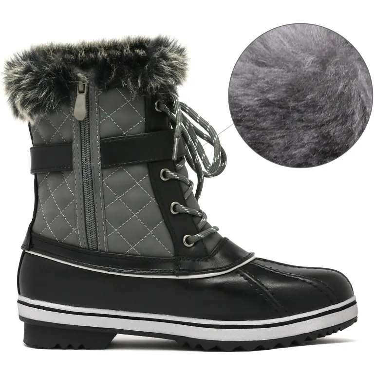 Mid Calf Faux Fur-Lined Winter Boots