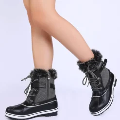 Mid Calf Faux Fur-Lined Winter Boots