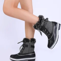 Mid Calf Faux Fur-Lined Winter Boots