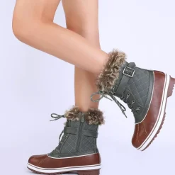 Mid Calf Faux Fur-Lined Winter Boots