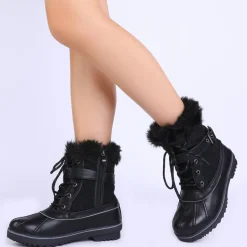 Mid Calf Faux Fur-Lined Winter Boots