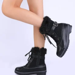 Mid Calf Faux Fur-Lined Winter Boots