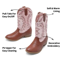 Mid Calf Kids Cowboy Riding Boots