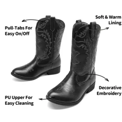 Mid Calf Kids Cowboy Riding Boots