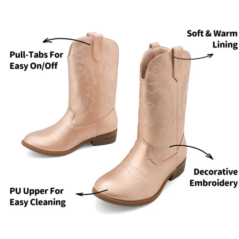 Mid Calf Kids Cowboy Riding Boots