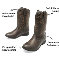 Mid Calf Kids Cowboy Riding Boots