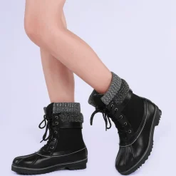 Mid Calf Lace Up Snow Boots