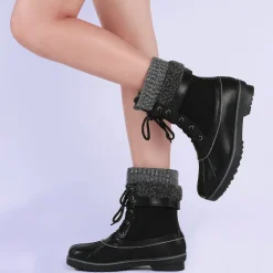 Mid Calf Lace Up Snow Boots