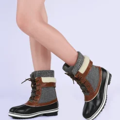 Mid Calf Lace Up Snow Boots
