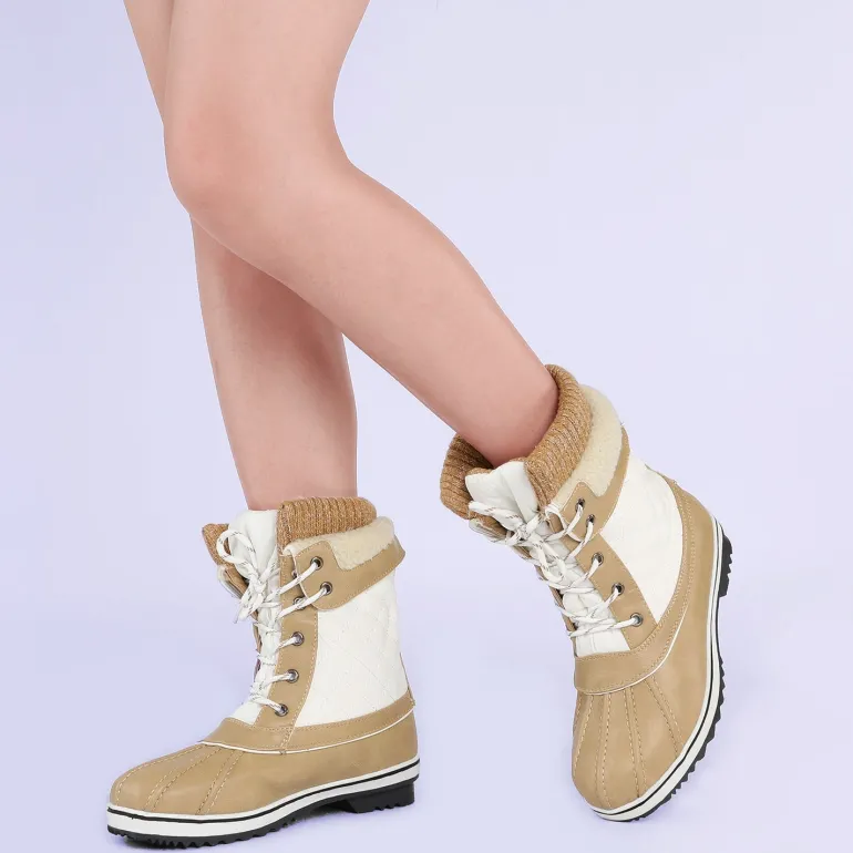 Mid Calf Lace Up Snow Boots