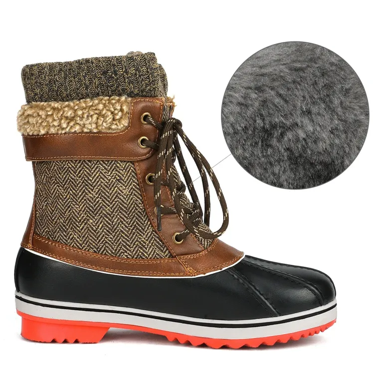 Mid Calf Lace Up Snow Boots