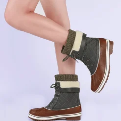 Mid Calf Lace Up Snow Boots