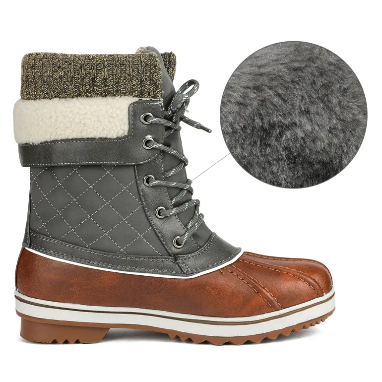 Mid Calf Lace Up Snow Boots