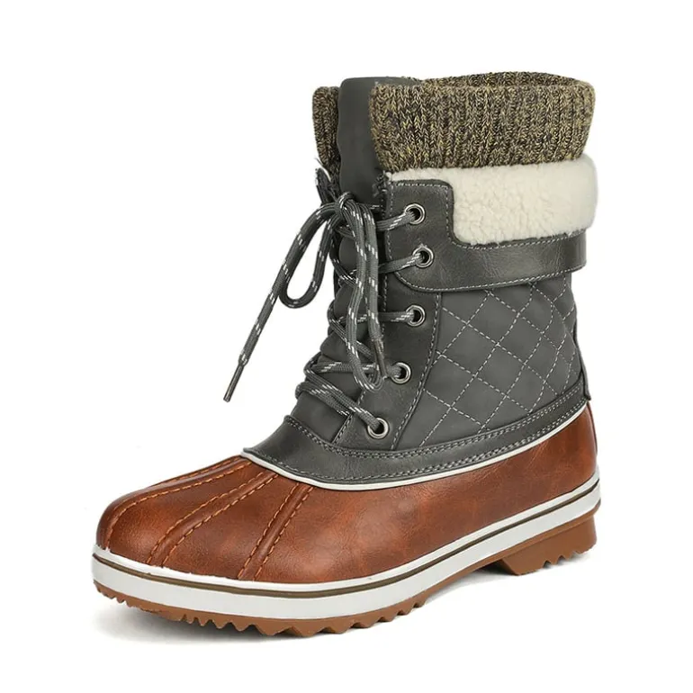 Mid Calf Lace Up Snow Boots