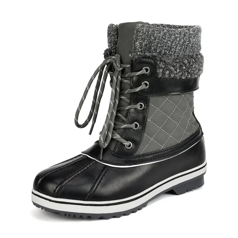 Mid Calf Lace Up Snow Boots